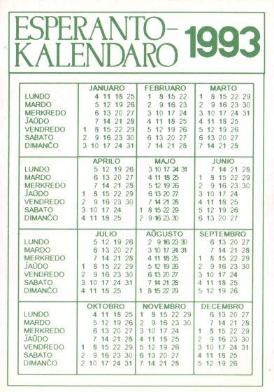 Kalendaro 1993