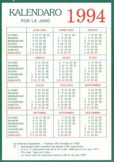Kalendaro 1993