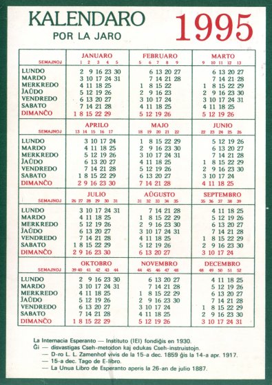 Kalendaro 1995
