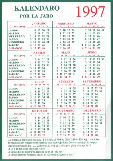 Kalendaro 1997