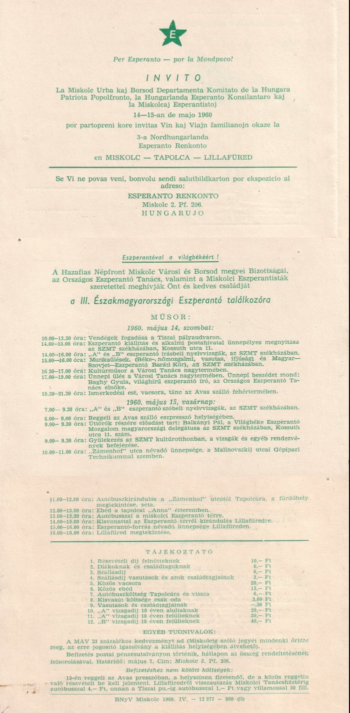 Nordhungarlanda Esperanto Renkonto Miskolc - alia flanko