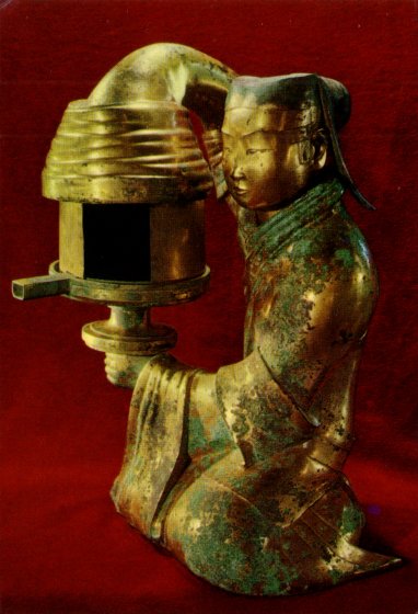Bronza lanterno de Cxanghin-palaco de Okcidenta Han-dinastio (206 a.K. - 24 p.K.)