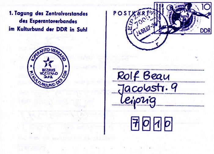 I. Tagung des Zentralvorstandes des Esperantoverbandes ... in Suhl