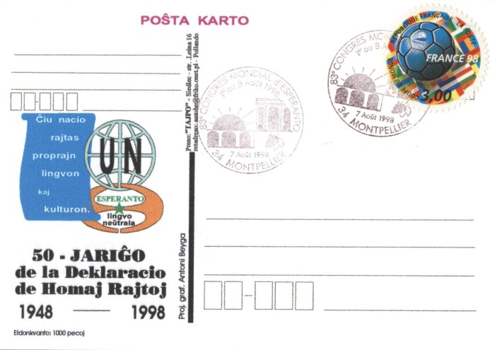 50-jarigxo de la Deklaracio de Homaj Rajtoj 1948-1998