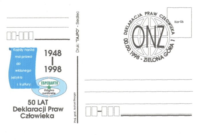 50-jarigxo de la Deklaracio de Homaj Rajtoj 1948-1998