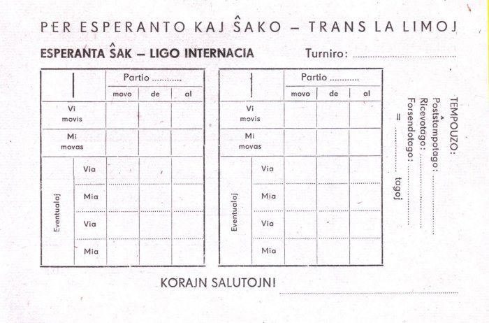Per esperanto kaj sxako - trans la limojn!